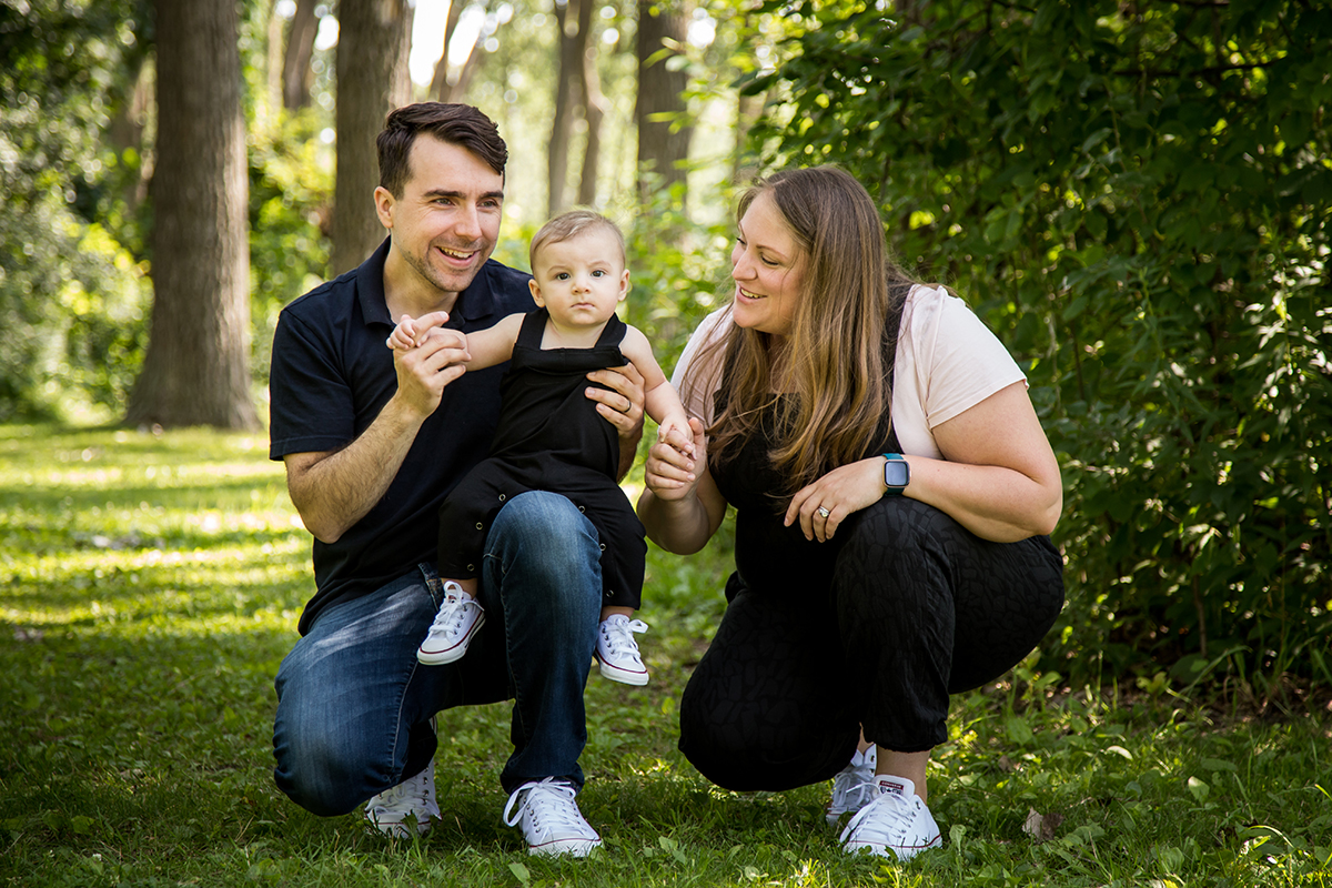 Four month old baby with parents
